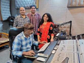 With music director Sri Sai Madhukar gaaru at Moksha studios